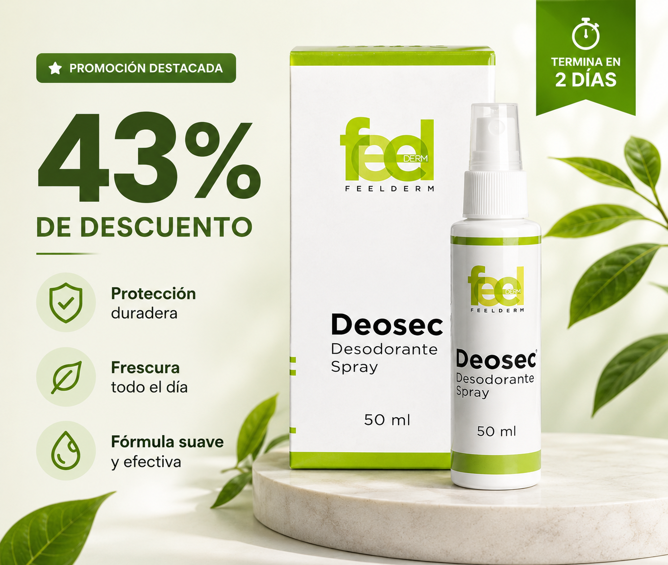 Promocion por tiempo limitado Deosec con descuento