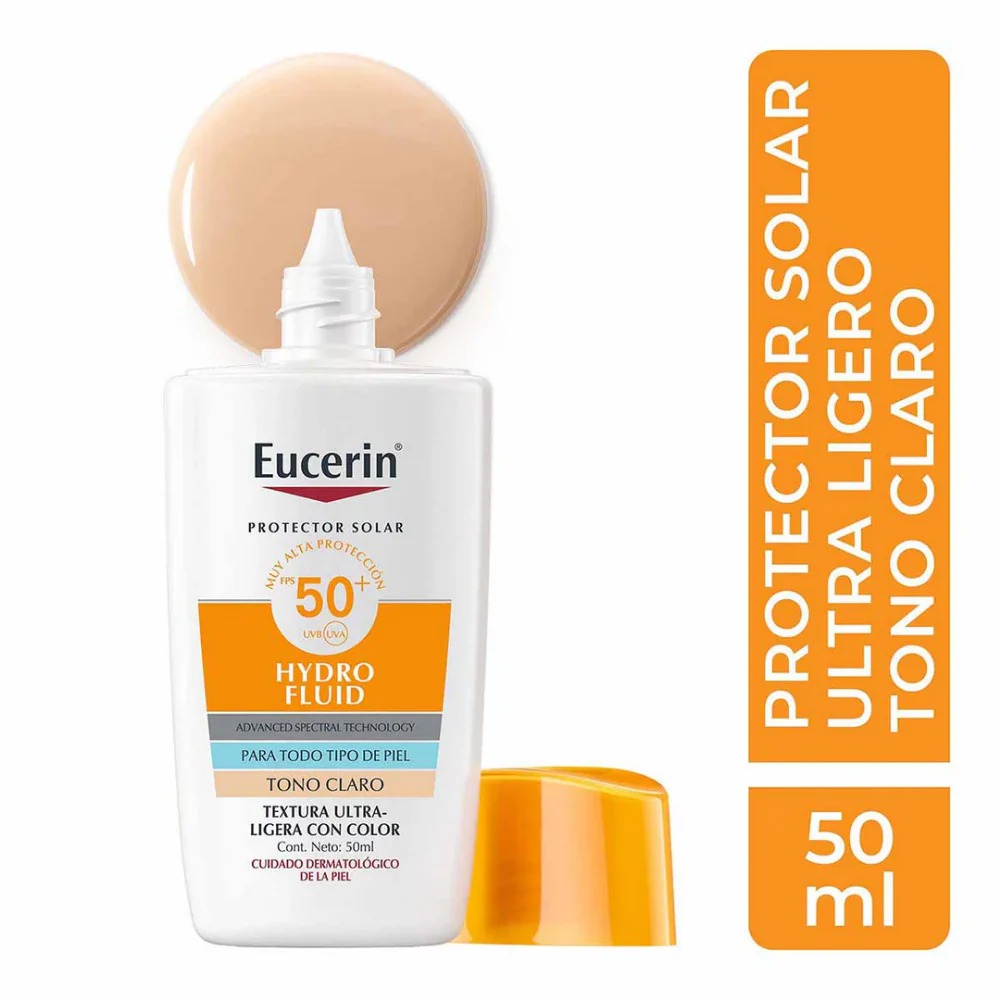 EUCERIN SUN HYDRO FLUIDO TONO CLARO FPS 50+ 50ML - WebDerma Perú