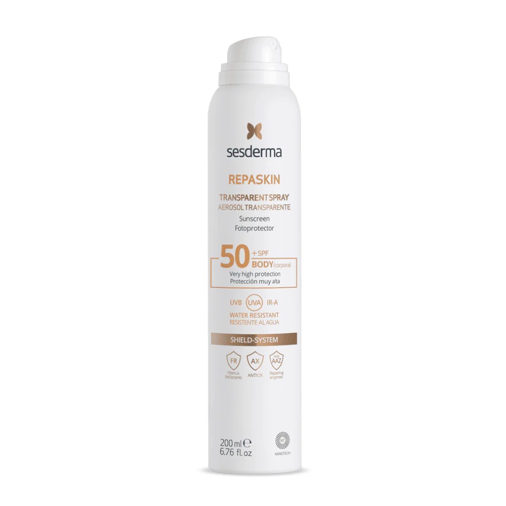 REPASKIN AEROSOL TRANSPARENTE CORPORAL SPF50 200ML - Derma Express Perú